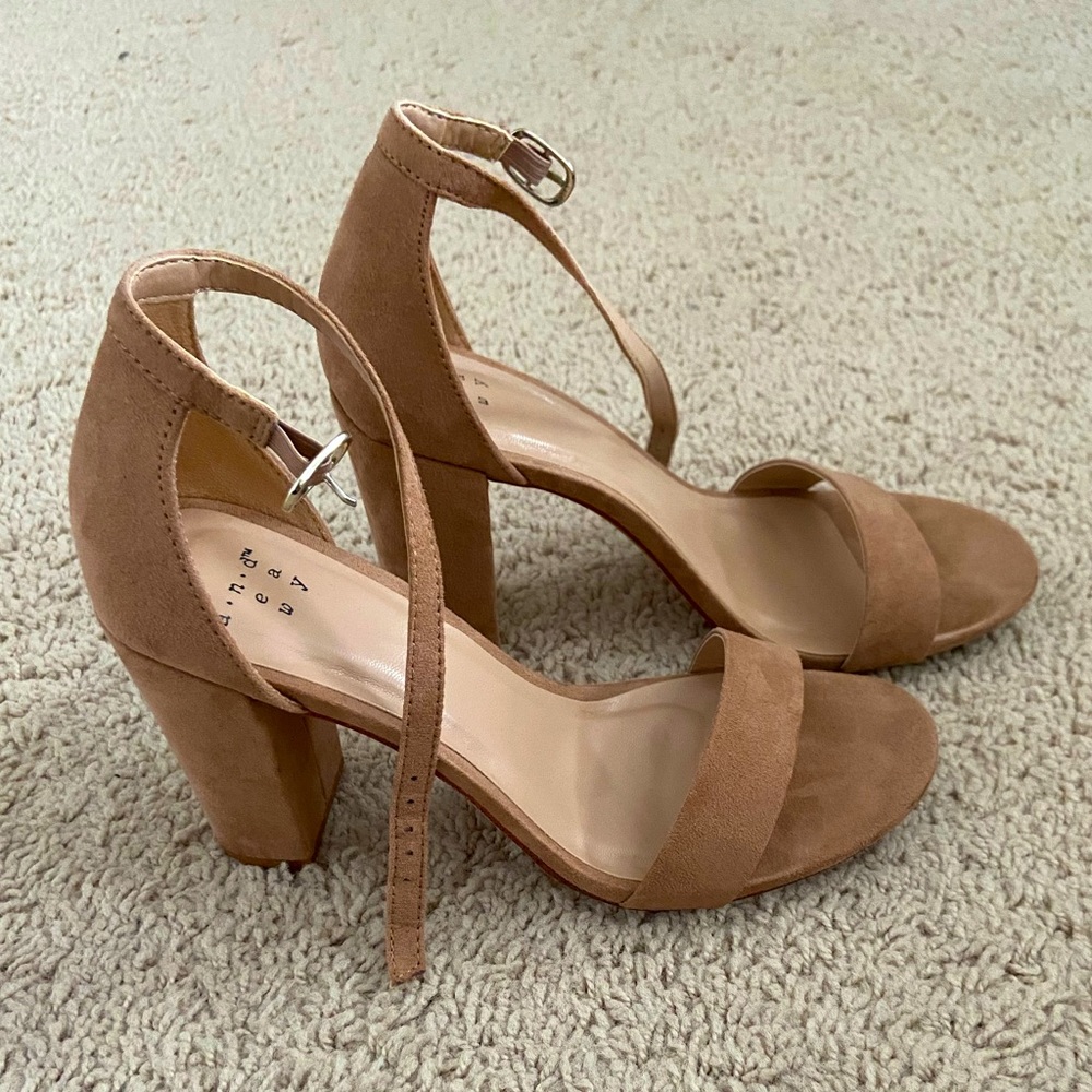 Tan Block Heel Sandals